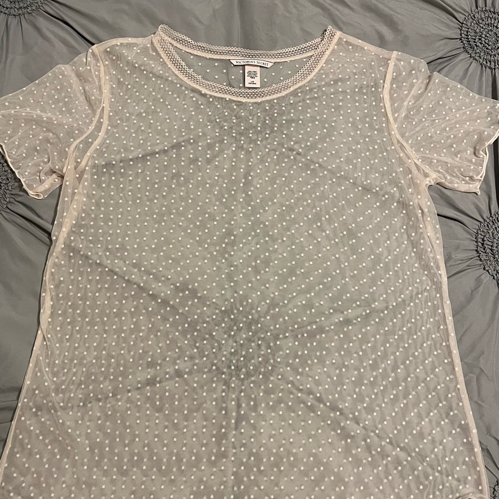 Victoria's Secret Cream Sequin Short Sleeve Tee